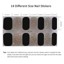 全貼式指甲油貼紙,1片14個貼紙自粘凝膠指甲包裹,防水耐久3d時尚指甲膜diy指甲藝術裝飾,適用於女士家庭慶典舞會假期旅行快速美甲,黑色晶亮銀色配有指甲文件 - 黑與白 - 查看 4