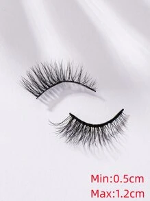 5 对半睫毛，仿貂皮睫毛，透明茎，可重复使用自然蓬松假睫毛延长 - 黑色 - 查看 4
