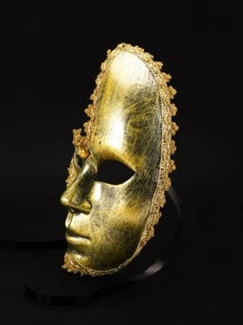 Pantalla facial para fiesta de disfraces , estilo antiguo oro/plata con diamante de imitación escudo , unisex - Dorado - Ver 3