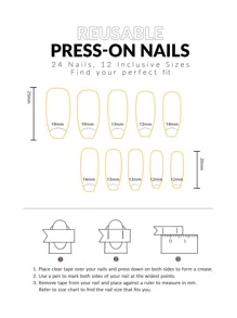 10 chiếc đầu móng tay dài hình quan tài múa ba lê bằng ánh sáng. Đen, Kim cương giả cao cấp, Bướm, Giấc mơ, Trắng hiện, Sang trọng, Kim cương giả hình học, Phong cách Punk, Mát mẻ, Bột, Sáng bóng, Có thể tháo rời, Tái sử dụng, Bấm vào Móng tay với 1 Gel thạch, 1 Dụng cụ làm móng dũa - màu đen - Xem 7