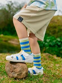 Balabala Chico joven Shorts unicolor con bolsillo con solapa de cintura con cordón - Caqui - Ver 4