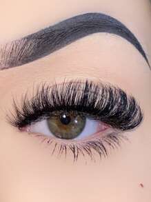 1 Par/Paquete de pestañas postizas gruesas, rizadas y esponjosas de visón con aspecto de ojos de gato, de 15 mm y 8D de volumen, tiras de pestañas postizas para un aspecto de ojos foxy y levantamiento, para alargar y dar volumen a la esquina exterior del ojo para un maquillaje de belleza - Negro - Ver 1