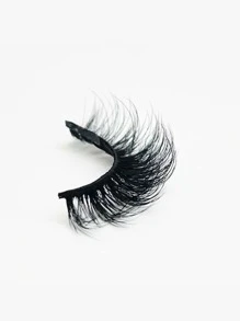 1 Pair/Pack Fluffy Curled Faux Mink Eyelashes, 15mm 8D Thick False Lashes, Cat Eye Makeup Effect, Lengthening & Volumizing Eyelash Extensions - Black - View 4