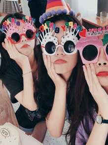 1 Peça Acessórios para Festa - Óculos, Óculos de Festa com Design Engraçado de Bolo e Slogan para Tirar Fotos, Festa, Reunião, Acessórios de Selfie Engraçados, Óculos de Sol de Aniversário, Natal