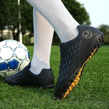 TOLLN 女款短釘鞋印面防滑 Pu 足球鞋 - 黑色 - 查看 2
