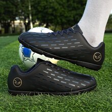 TOLLN 女款短釘鞋印面防滑 Pu 足球鞋 - 黑色 - 查看 5