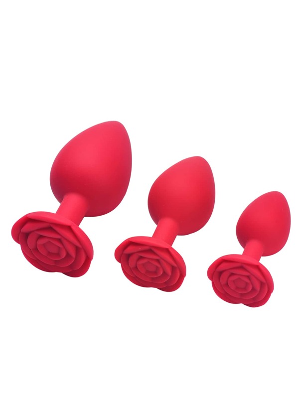 Plugue Anal de Silicone Vermelho Brinquedo Sexual Plugue Anal para Mulheres Adultas, Brinquedo Sexual Rosa Parada de Sexo, 3 Tamanhos Brinquedo Sexual para Adultos Anal para Homens Mulheres Treinador Anal para Casais Brinquedos Sexuais Para Mulher Produto Sexy