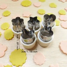 5pcs/Set Stainless Steel Vegetable & Fruit Shaped Cutter With Safe Handle, Including Flower Shape Cutting Mold, Adorable Fruit Salad Shaping Mold, Mini Baking Cookie Mold,Vegetable Fruit Tools,Kitchen Items,Cutter,Food,Salad,Decor,Storage,Party,Birthday. - White - View 4
