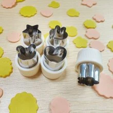 5pcs/Set Stainless Steel Vegetable & Fruit Shaped Cutter With Safe Handle, Including Flower Shape Cutting Mold, Adorable Fruit Salad Shaping Mold, Mini Baking Cookie Mold,Vegetable Fruit Tools,Kitchen Items,Cutter,Food,Salad,Decor,Storage,Party,Birthday. - White - View 2