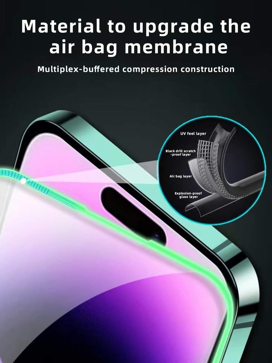 Night Glow Green Airbag Anti-Fall Tempered Glass Screen Protector
