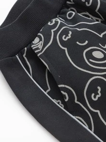 Balabala Chàng trai trẻ Đồ họa Hoạt hình Tương phản Đường may bên Quần - Đen và trắng - Xem 4