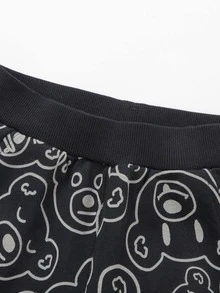 Balabala Chàng trai trẻ Đồ họa Hoạt hình Tương phản Đường may bên Quần - Đen và trắng - Xem 3