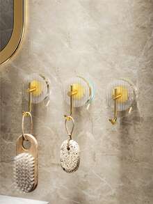 1 pieza/4 piezas plástico transparente dorado redondo ropa Ganchos Accesorios de joya Adornos Herramienta para cuarto de baño cocina - Dorado - Ver 3