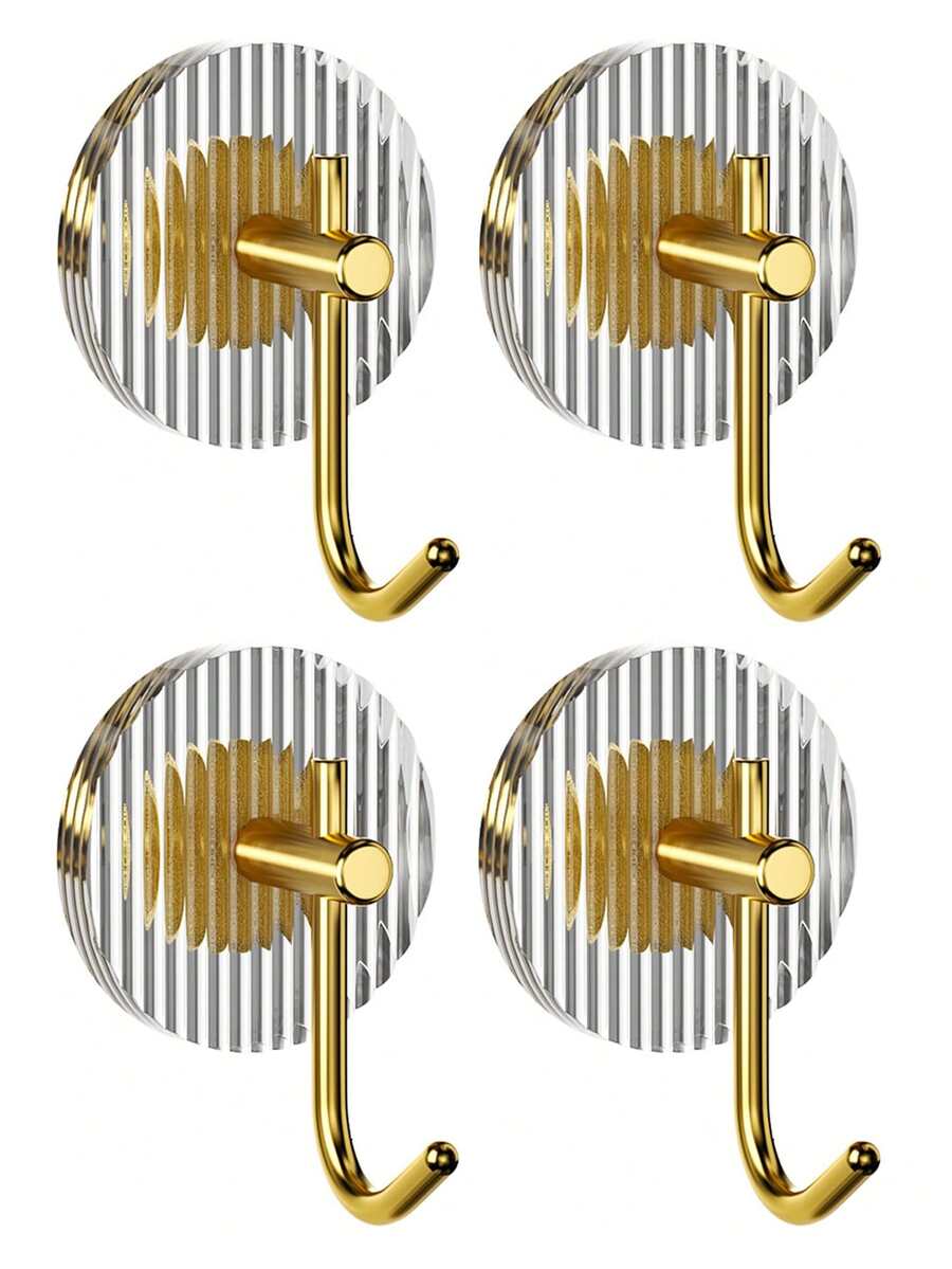 1 pieza/4 piezas plástico transparente dorado redondo ropa Ganchos Accesorios de joya Adornos Herramienta para cuarto de baño cocina - Dorado - Ver 1