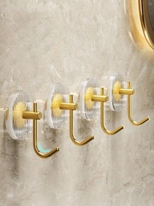 1 pieza/4 piezas plástico transparente dorado redondo ropa Ganchos Accesorios de joya Adornos Herramienta para cuarto de baño cocina - Dorado - Ver 2