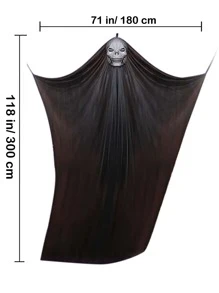 10.8ft Halloween Hanging Ghost Decorations Halloween Hanging Props Scary Creepy Halloween Hanging Skeleton Flying Ghost For Outdoor Indoor Home Yard, Black Home Decor Room Decor Halloween Decor
