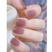 Full Wrap Nail Polish Stickers 1 Sheet 14 Stickers Self-Adhesive Gel Nail Wraps Waterproof Long-lasting 3D Fashionable Nail Strips DIY Nail Art Decorations for Women Girls Home Celebrations Dances Parties Holidays Travel Quick Manicure Violet with Nail File - Purple - View 2