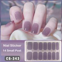 Full Wrap Nail Polish Stickers 1 Sheet 14 Stickers Self-Adhesive Gel Nail Wraps Waterproof Long-lasting 3D Fashionable Nail Strips DIY Nail Art Decorations for Women Girls Home Celebrations Dances Parties Holidays Travel Quick Manicure Violet with Nail File - Purple - View 1