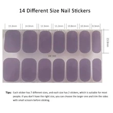 Full Wrap Nail Polish Stickers 1 Sheet 14 Stickers Self-Adhesive Gel Nail Wraps Waterproof Long-lasting 3D Fashionable Nail Strips DIY Nail Art Decorations for Women Girls Home Celebrations Dances Parties Holidays Travel Quick Manicure Violet with Nail File - Purple - View 4