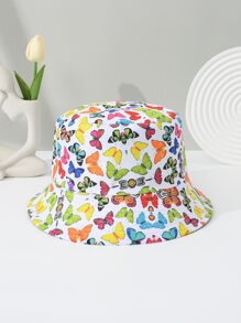 1頂女士多色蝴蝶圖案可折疊可反轉防曬漏斗帽,適合日常穿著 - 彩色 - 查看 5