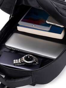 大容量男士後背包旅行15.6"筆記本電腦黑色書包包青少年大學書包旅行後背包背包電腦雙肩包後背包適合男士適用於假期度假旅行商業戶外醫院返校適合男士和男生學生旅行必備旅行配件 - 黑色 - 查看 7