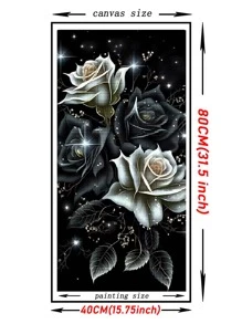 Pintura Em Diamante 5d Diy Kit De Ponto Cruz De Flores De Rosa , Kit Completo De Mosaico Diamante Quadrado Floral Para Decoração De Casa, Presentes