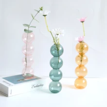 Wooden Stand Air Plant Glass Terrarium Vase, Home Decoration Creative Hydroponic Flower Pot, Glass Vase Artware Room Decor Flower Vase