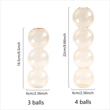 木頭支撐架空氣植物陸地動物飼養所,創意透明水培花瓶裝飾物,客廳和餐具桌子裝飾用品,家庭裝飾工藝,ins風格 - 香檳色 - 查看 3