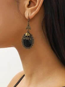 1 đôi Mới Châu Âu và Châu Mỹ Phong cách Đúng mốt Hình bầu dục Acrylic Pha lê Sọ Vật rủ xuống Hoa tai Cho Halloween Trang phục Phụ kiện - màu đen - Xem 1