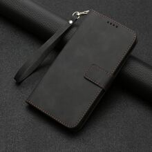 商务翻盖皮带扣真皮手机壳，亲肤材质，兼容三星、苹果、小米、红米、一加、摩拉等多种机型，国际版，非国内版 - 黑色 - 查看 3