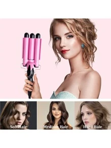 Rizador de cabello triple barril cerámico barberia - Rosa - Ver 7