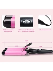 Rizador de cabello triple barril cerámico barberia - Rosa - Ver 5