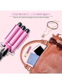 Rizador de cabello triple barril cerámico barberia - Rosa - Ver 3