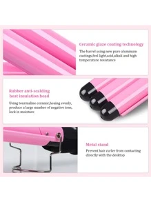Rizador de cabello triple barril cerámico barberia - Rosa - Ver 6