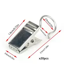 20入組/套家庭裝飾金屬窗簾夾子窗簾環 - 銀色 - 查看 3