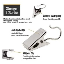 20入組/套家庭裝飾金屬窗簾夾子窗簾環 - 銀色 - 查看 6