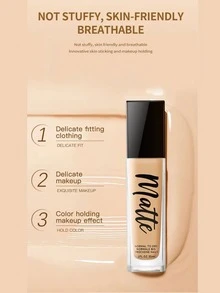 BASE DE MAQUILLAJE LÍQUIDA MATTE ALTA COBERTURA TEXTURA LIGERA NO GRASA USO PROFESIONAL - 02 Beige - Ver 3