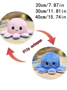 1 pieza doble faz reversible de pulpo Peluche , linda felpa Almohada - Azul - Ver 2