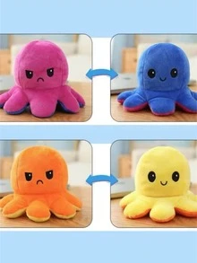 1 pieza doble faz reversible de pulpo Peluche , linda felpa Almohada - Azul - Ver 4