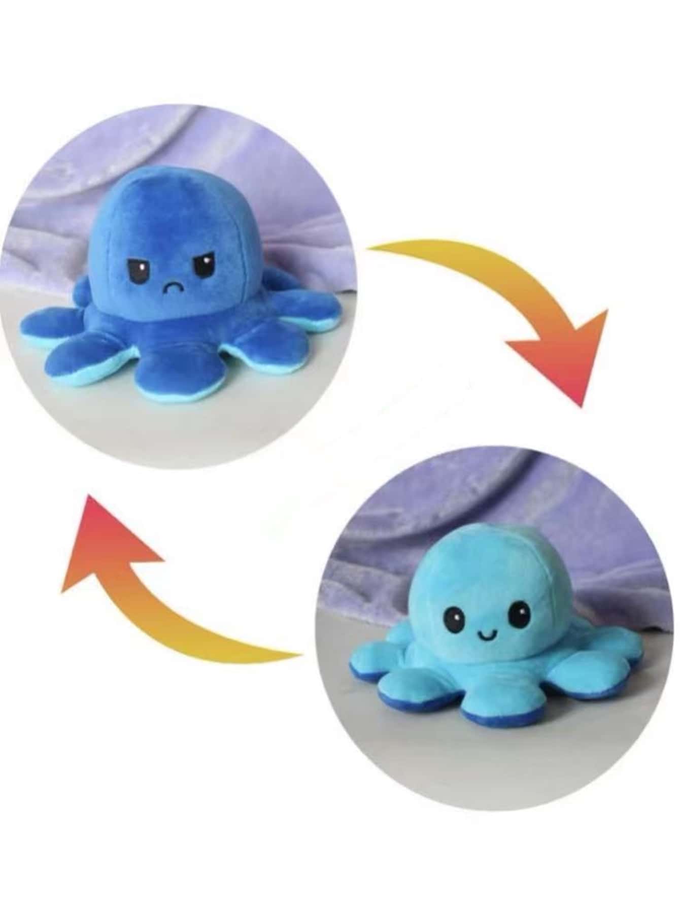 1 pieza doble faz reversible de pulpo Peluche , linda felpa Almohada - Azul - Ver 1