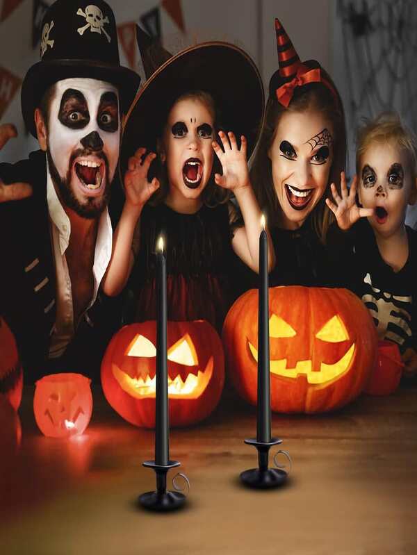 10inch Black Cone Shaped Tall Taper Candles, Nondrip Dinner Candles