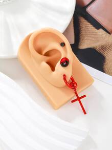 4 Đỏ  Trang trí chéo Thả hoa tai Kim loại Hoa tai hình tròn Punk Tròn Bông tai stud Đối với phụ nữ Nam - Đỏ - Xem 2