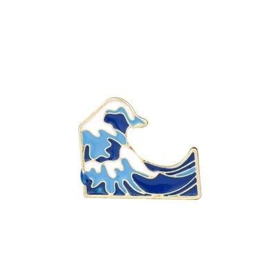 Cool Summer Holiday Ocean Jewelry Blue Sea Wave Brooch Men Women Clothing Backpack Bag Accessories Pins For  Gift
