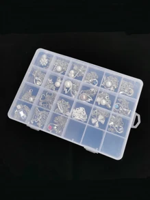 1 Pc Transparent Plastic Storage Jewelry Box Container 24/28 Grids Storage Case Practical Compartment Jewelry Earring Organizer Beads Storage Box Back To School - Clear - View 1