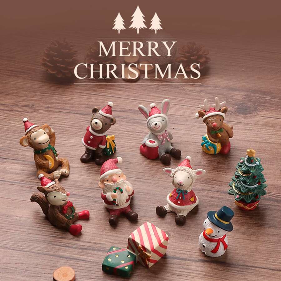 Đồ trang trí bằng nhựa hình động vật Giáng sinh mini hoạt hình, đồ trang trí nhà sáng tạo cho Giáng sinh Quà tặng tốt nhất - Nhiều màu - Xem 1