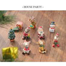 卡通迷你圣诞动物树脂装饰摆件，创意家居装饰圣诞节最佳礼物 - 彩色 - 查看 2