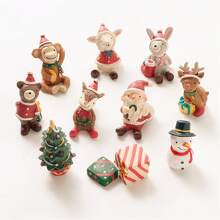 卡通迷你圣诞动物树脂装饰摆件，创意家居装饰圣诞节最佳礼物 - 彩色 - 查看 3
