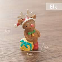 卡通迷你圣诞动物树脂装饰摆件，创意家居装饰圣诞节最佳礼物 - 彩色 - 查看 8
