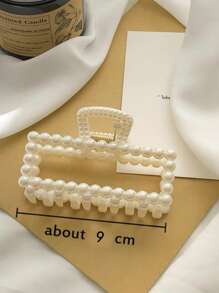 1 件单层珍珠方形发夹优雅头饰 - 白色 - 查看 6
