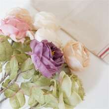 2023 New European Style Rose Camellia Silk Artificial Plant DIY Home Garden Wedding Party Decoration - White - View 1